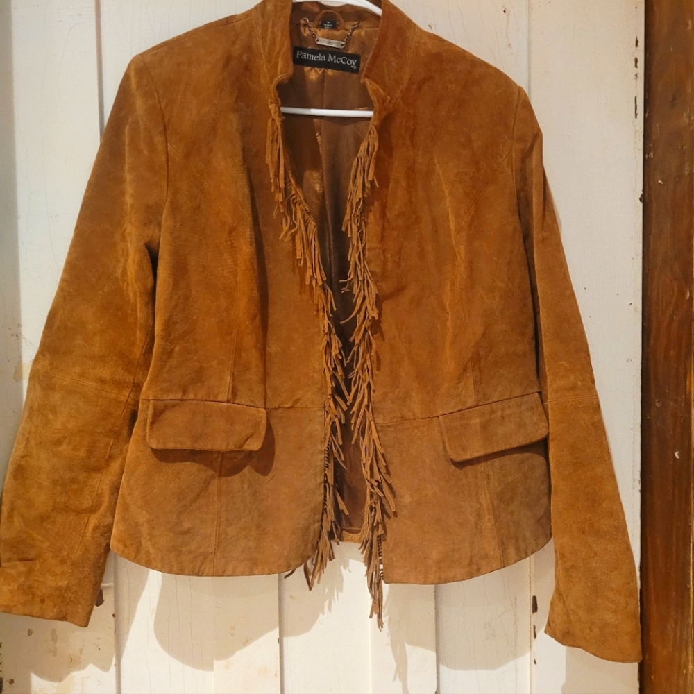 Pamela McCoy suede tan jacket with tassles